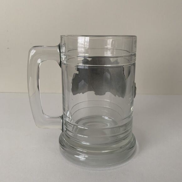 Boston Red Sox Beer Mug Clear Glass 15 Ounce with Silver Tone Metal Logo - Picture 3 of 10